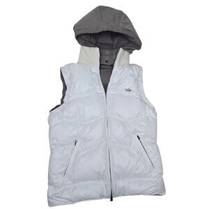 Nike Reversible Hooded Puffer Vest Goose Down White Gray Insulated Women's M